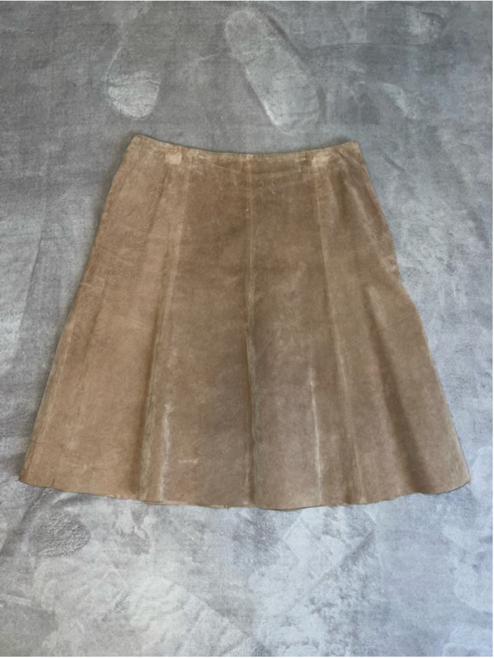 Women's Preppy Casual Khaki Suede A-Line Skirt Size 10